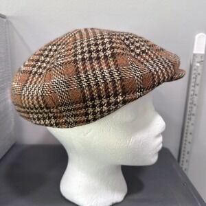 VTG  J.S. WILSON DONCASTER PLAID Hat CAP TAM 100% WOOL ENGLAND Pageboy Newsboy